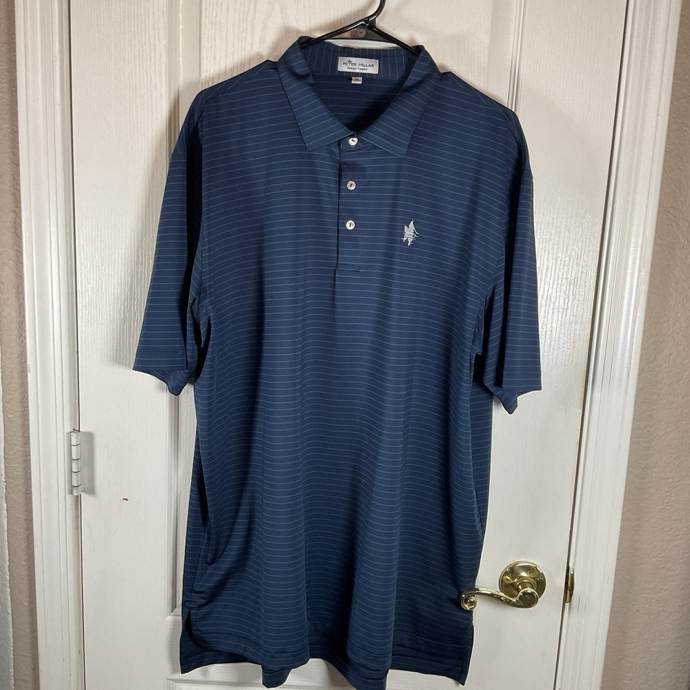 Peter Millar Men's Summer Comfort Striped Polo Golf Shirt Blue Size X Large